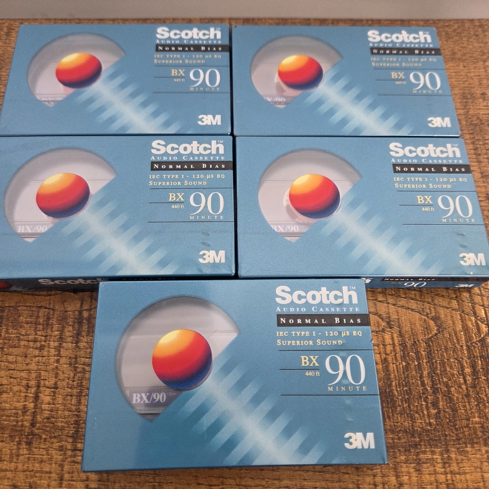 Scotch Audio Cassette Tapes BX 90,Lot Of 5 New Sealed Blank Cassette Tapes